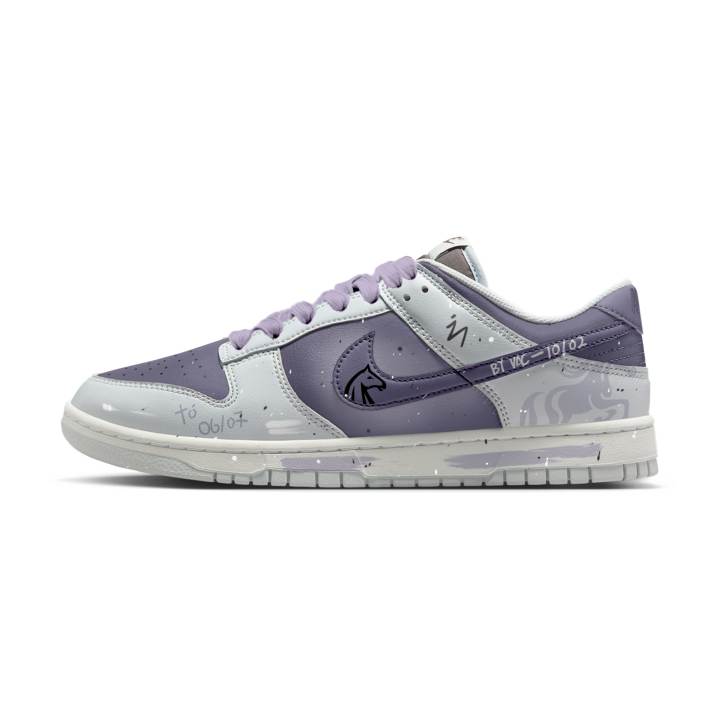 Nike Nike Dunk Abrasion Resistant Low top Skateboard Shoes Unisex Purple Gray