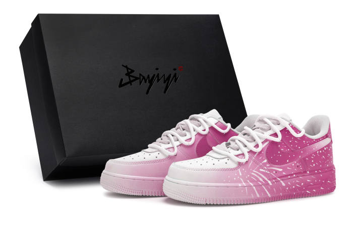 Nike Nike Air Force 1 Slip Resistant Abrasion Resistant Low top Skateboard Shoes Unisex White Rose Pink