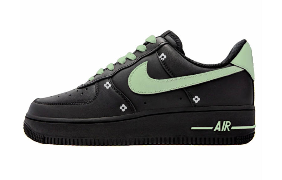 Nike Nike Air Force 1 Berry Heart Matcha Slip Resistant Low top Skateboard Shoes Unisex Black Green
