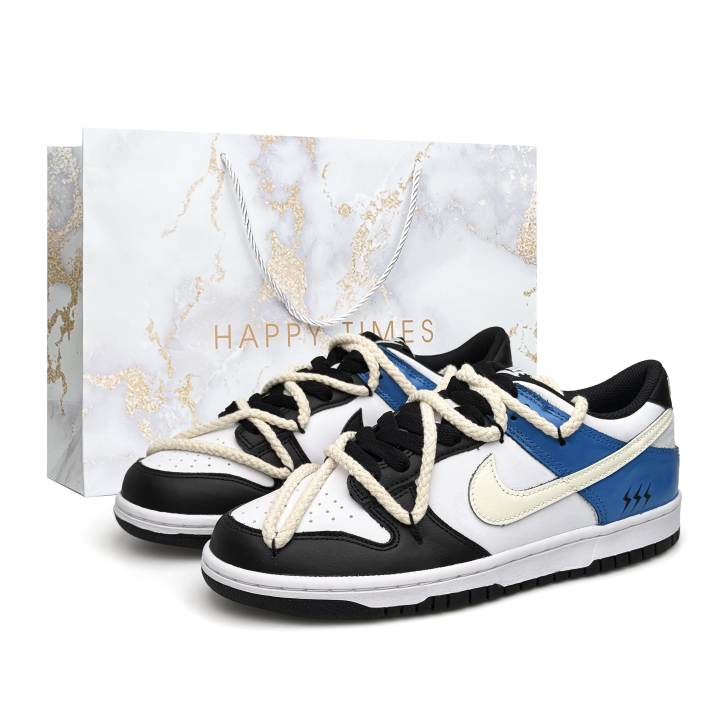 Nike Nike Dunk Wear resistant And Lightweight Abrasion Resistant Lightweight Low top Skateboard Shoes Unisex White Blue
