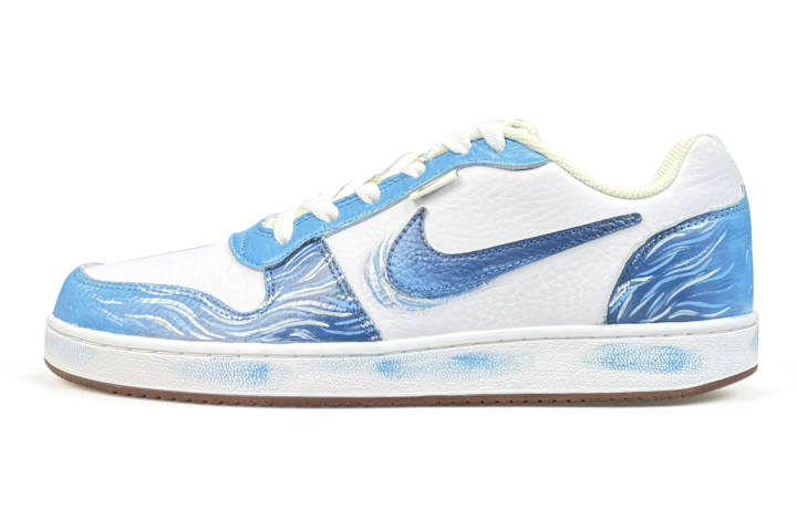 Nike Nike EBERNON Abrasion Resistant Low top Skateboard Shoes Men's White Blue