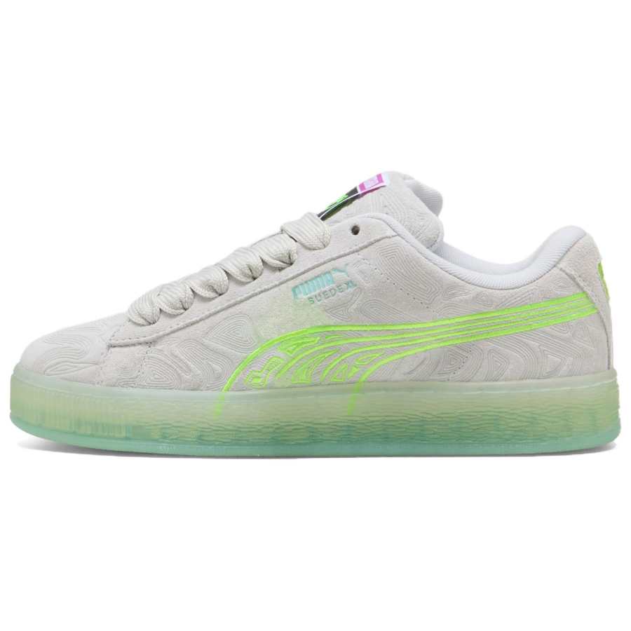 PUMA Suede XL Abrasion Resistant Low top Skateboard Shoes Men's Silver Green