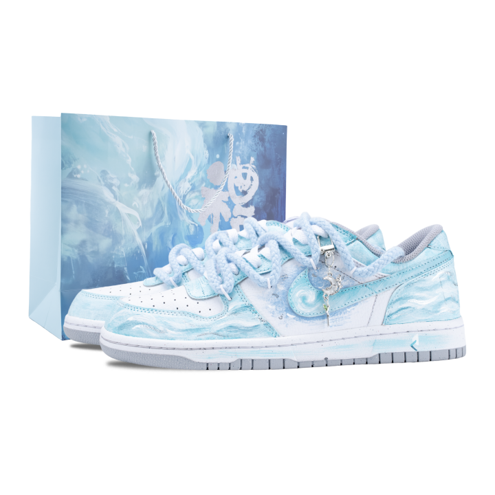Nike Nike Big Sea Moon Abrasion Resistant Breathable Low top Skateboard Shoes Men's White Blue