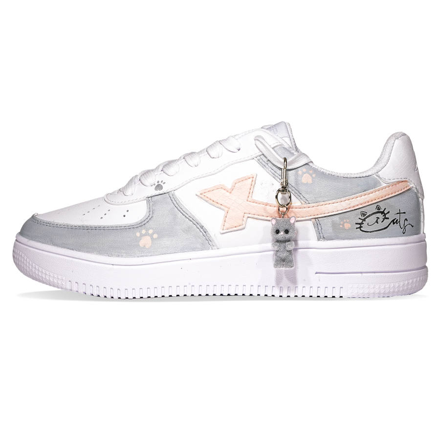 XTEP Air Force 1 Slip Resistant Cushioning Abrasion Resistant Low top Skateboard Shoes Unisex White Gray