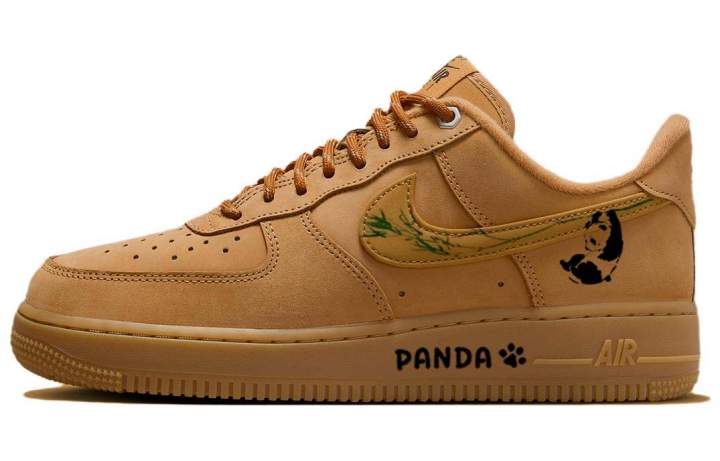 Nike Nike Air Force 1 Comfortable Panda, Panda Hugging Bamboo Slip Resistant Abrasion Resistant Low top Skateboard Shoes