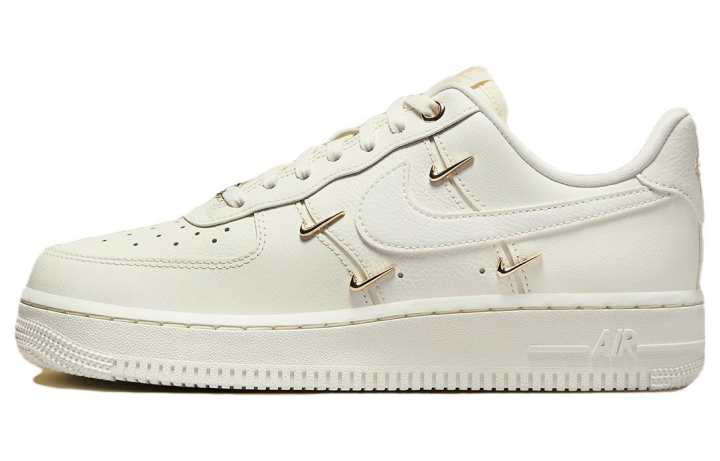Nike Nike Air Force 1 Mini Gold Cow Split Leather Cushioning Low top Skateboard Shoes Women's White Gold
