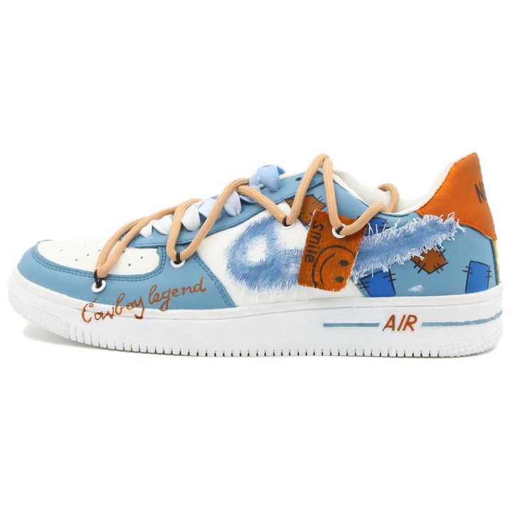 Nike Nike Air Force 1 Coverage Slip Resistant And Abrasion Resistant Low top Skateboard Shoes Men's Blue