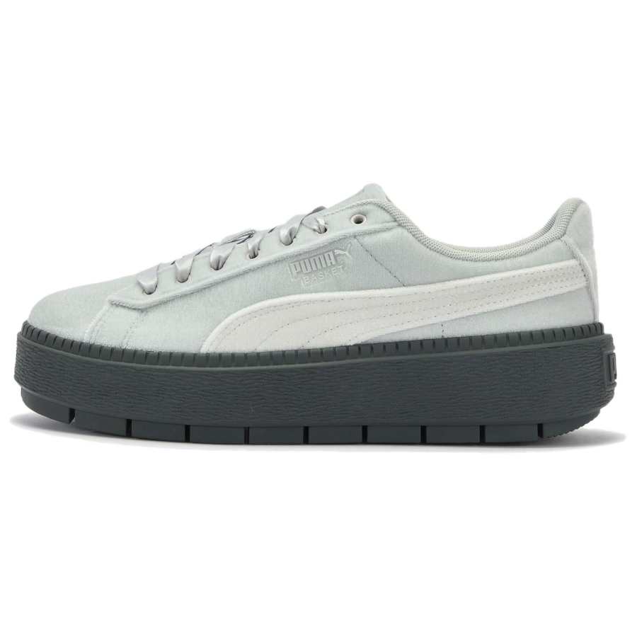 PUMA Platform Abrasion Resistant Low top Skateboard Shoes Women's Light Gray