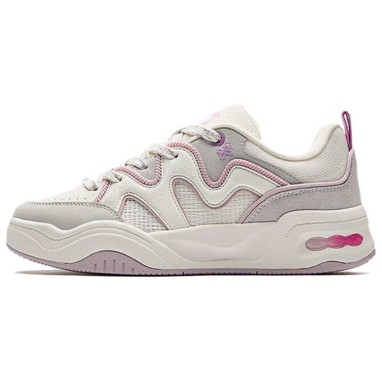 Anta Butter Bun Slip Resistant Abrasion Resistant Low top Skateboard Shoes Women's White Gray Pink