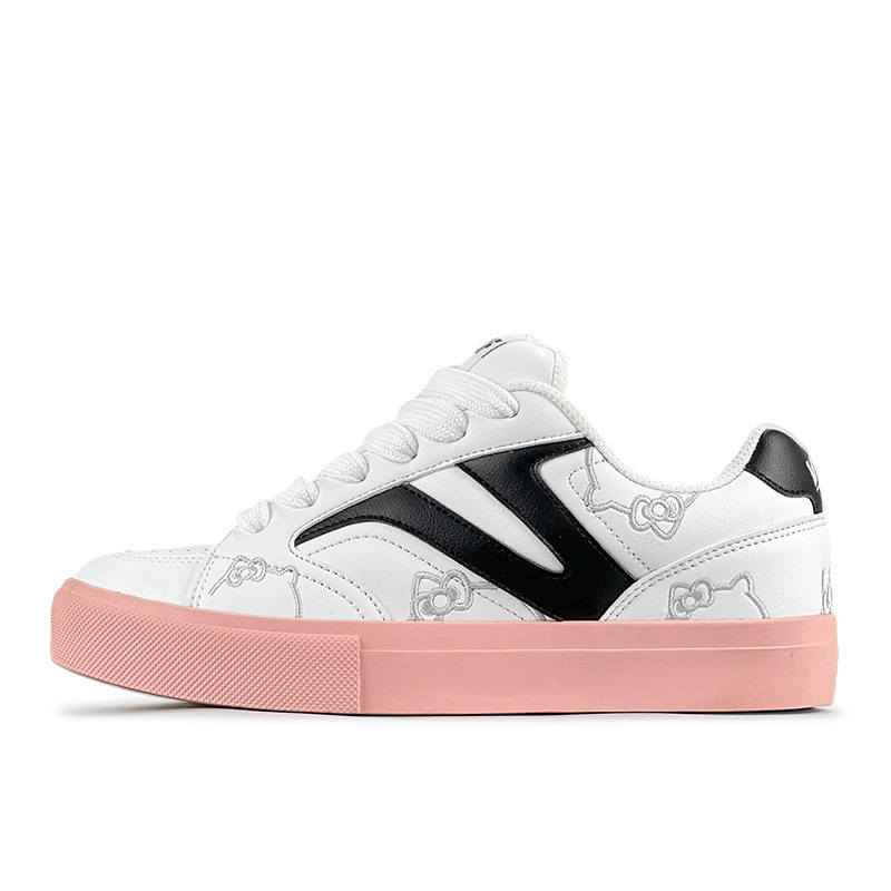 VFDF Coverage Slip Resistant And Abrasion Resistant Low top Skateboard Shoes Women's White Black Pink