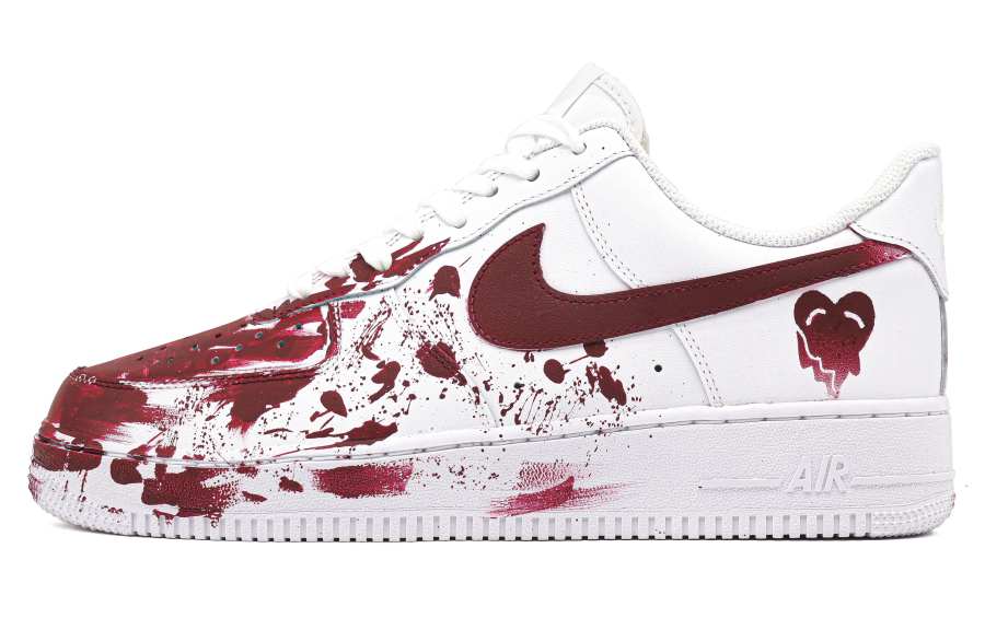 Nike Nike Air Force 1 Blood Romance Lightweight Low top Skateboard Shoes Unisex White Red