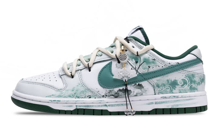 Nike Nike Dunk Scroll Into Ink Low top Skateboard Shoes Unisex White Green