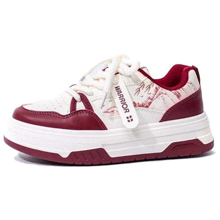 WARRIOR Coverage Slip Resistant Abrasion Resistant Low top Skateboard Shoes Women's Beige Burgundy