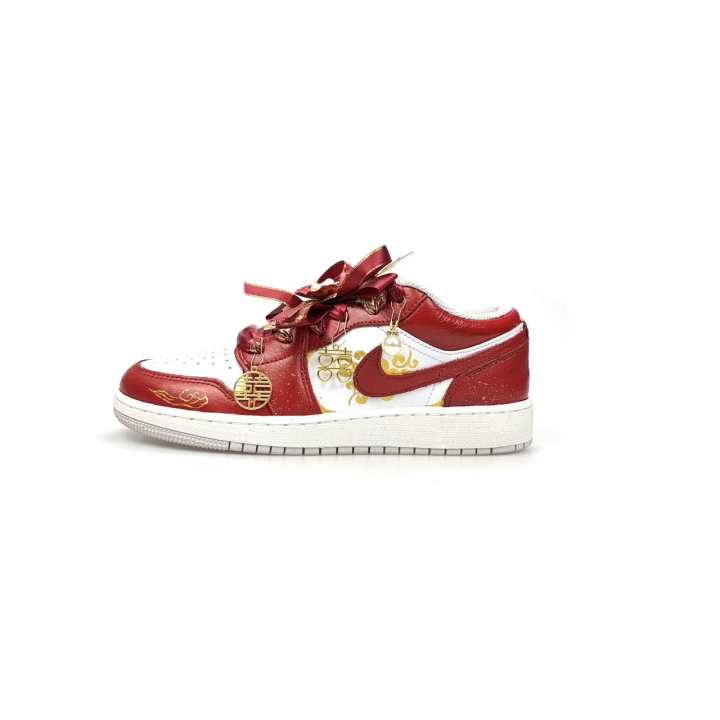 Jordan Jordan Air Jordan 1 Auspicious Prosperity Leather Abrasion Resistant Waterproof Wear resistant And Waterproof Low top