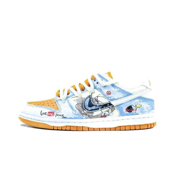 Nike Nike Dunk Heart Fluttering Cushioning Low top Skateboard Shoes Unisex White Blue
