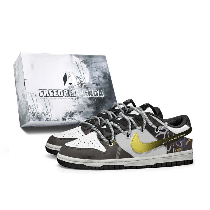 Nike Nike Dunk Slip Resistant Abrasion Resistant Low top Skateboard Shoes Unisex Black Gold