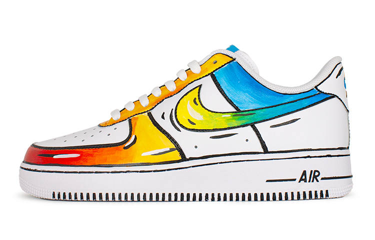 Nike Nike Air Force 1 Air Force 1 Low top Skateboard Shoes Unisex Orange Yellow Blue