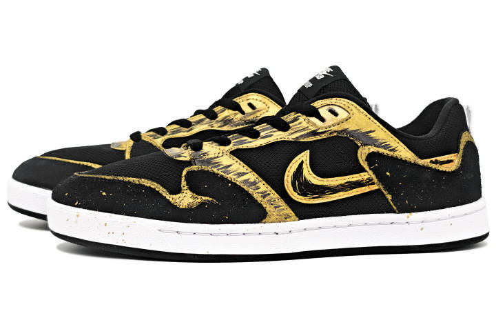 Nike Nike SB Alleyoop Abrasion Resistant Low top Skateboard Shoes Unisex Black Gold