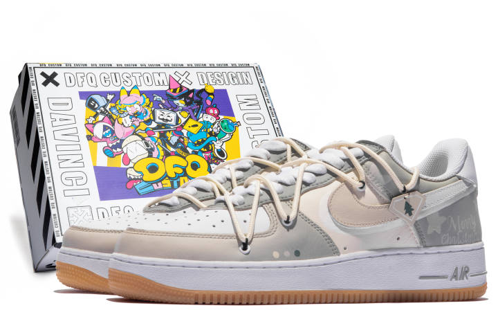 Nike Nike Air Force 1 Low top Skateboard Shoes Unisex White Gray Pink