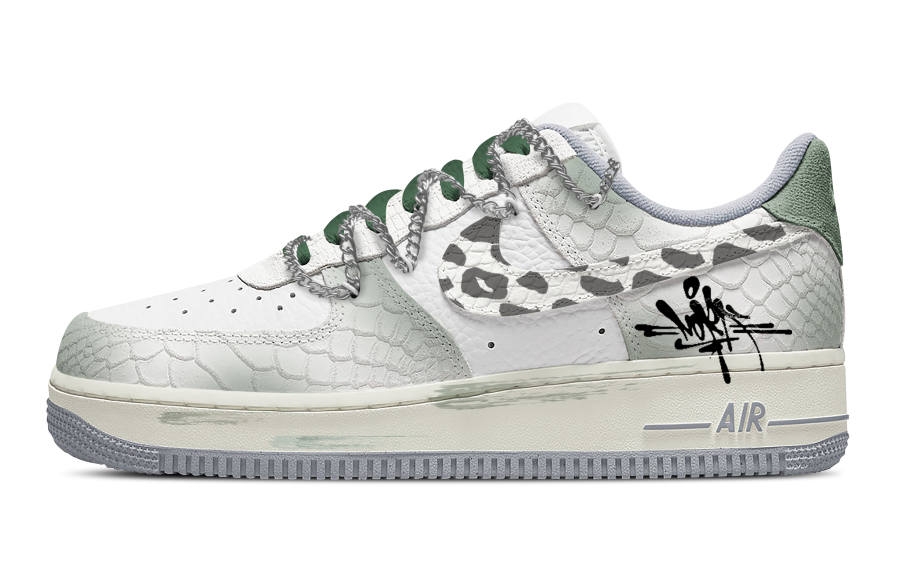 Nike Nike Air Force 1 Slip Resistant Cushioning Abrasion Resistant Low top Skateboard Shoes Women's Army Green