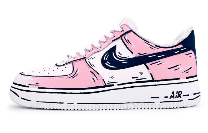 Nike Nike Air Force 1 Slip Resistant Abrasion Resistant Low top Skateboard Shoes Women's White Pink