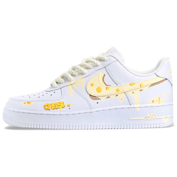 Nike Nike Air Force 1 Cookie Abrasion Resistant Low top Skateboard Shoes Unisex Ecru