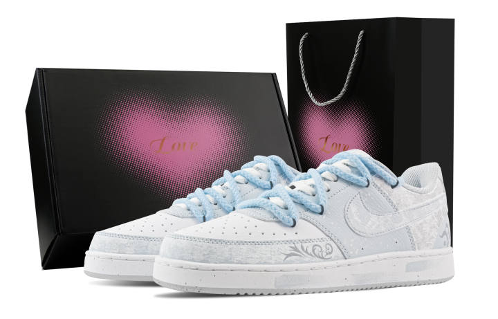 Nike Nike Court Vision Blue Snake Ash, Heart Box Abrasion Resistant Low top Skateboard Shoes Men's Light Blue