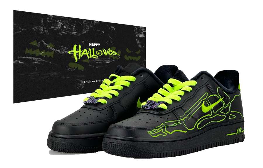 Nike Nike Air Force 1 Slip Resistant Abrasion Resistant Low top Skateboard Shoes Women's Neon Green