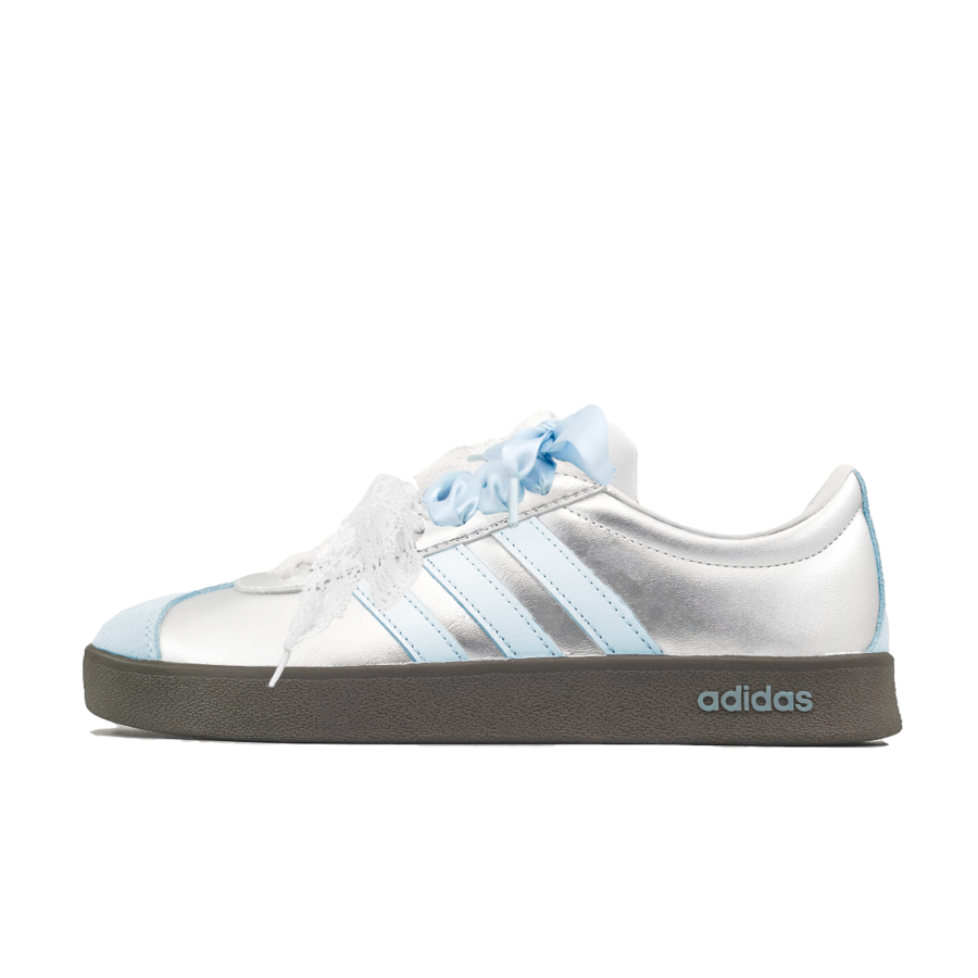 Adidas Adidas VL COURT 2.0 Slip Resistant Abrasion Resistant Low top Skateboard Shoes Women's Silver Blue