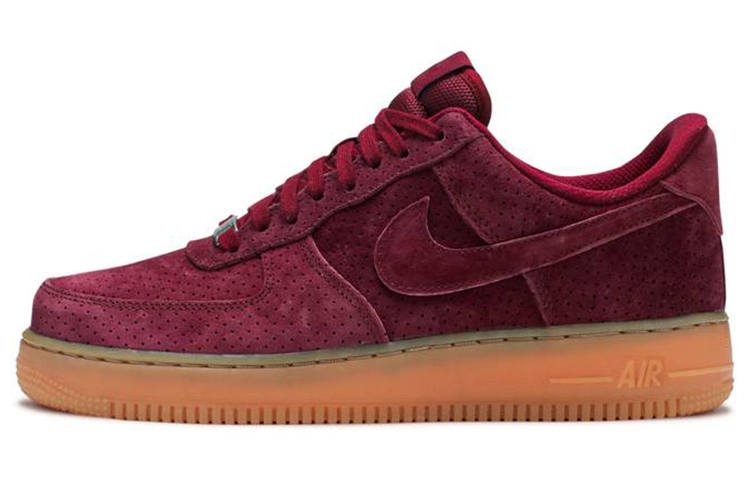 Nike Nike Air Force 1 '07 Leather Wear resistant And Lightweight Low top Skateboard Shoes Women's Burgundy