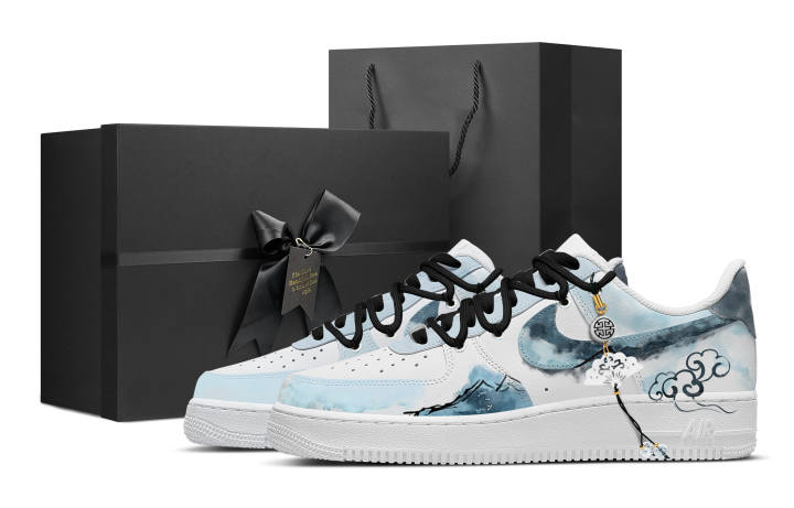 Nike Nike Air Force 1 Abrasion Resistant Low top Skateboard Shoes Men's Cyan