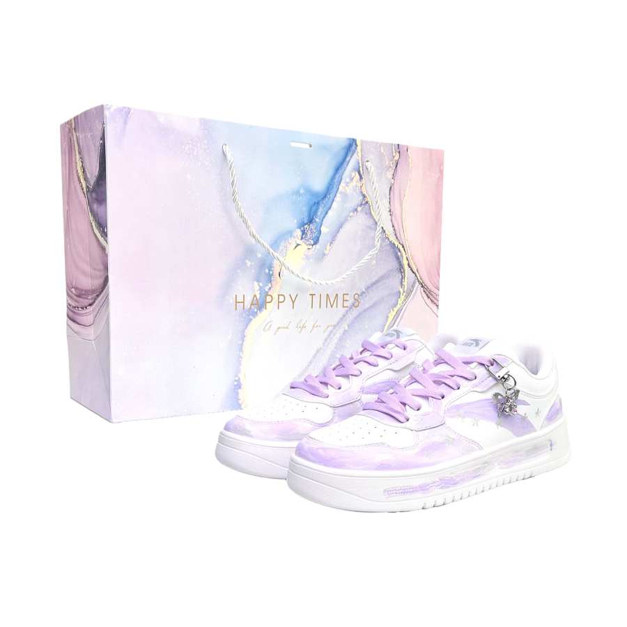 Anta Easy Slip Resistant, Lightweight, And Breathable Low top Skateboard Shoes Unisex Purple White