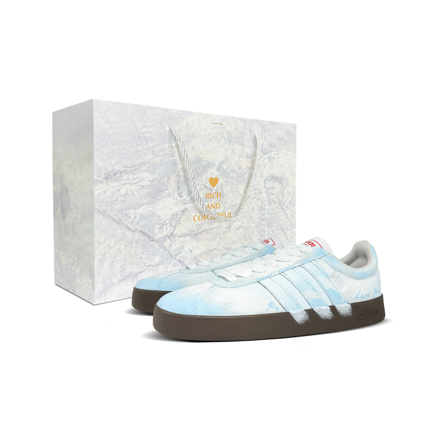 Adidas Adidas VL COURT 2.0 Blue Trace Abrasion Resistant Low top Skateboard Shoes Unisex Blue White