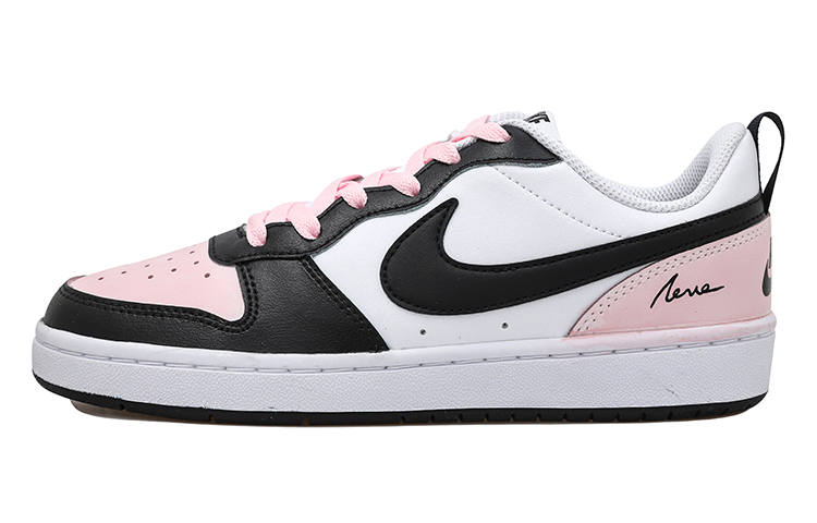 Nike Nike Court Borough Low 2 Abrasion Resistant Low top Skateboard Shoes GS White Black Pink