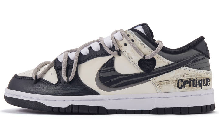 Nike Nike Dunk Criticism Slip Resistant Cushioning Low top Skateboard Shoes Men's Black White