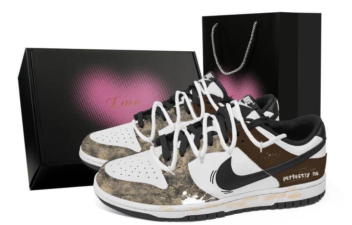 Nike Nike Dunk Autumn Maillard Style, Heart Box Abrasion Resistant Low top Skateboard Shoes Unisex Brown White