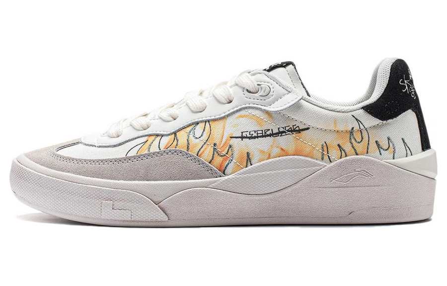 Li-Ning Li Ning Skategeneral Slip Resistant Cushioning Slip Resistant Cushioning Low top Skateboard Shoes Men's Champagne White