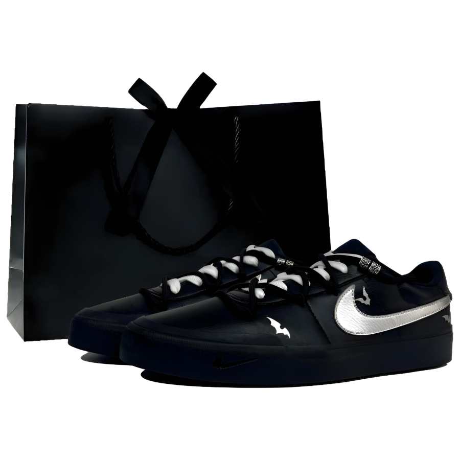 Nike Nike Court Shot Dark Night Master Bat, Shopping Bag Abrasion Resistant Low top Skateboard Shoes Men's Black Silver