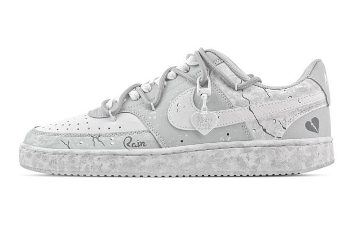 Nike Nike Court Vision Drizzle Crushed Heart Abrasion Resistant Low top Skateboard Shoes Men's Light Gray