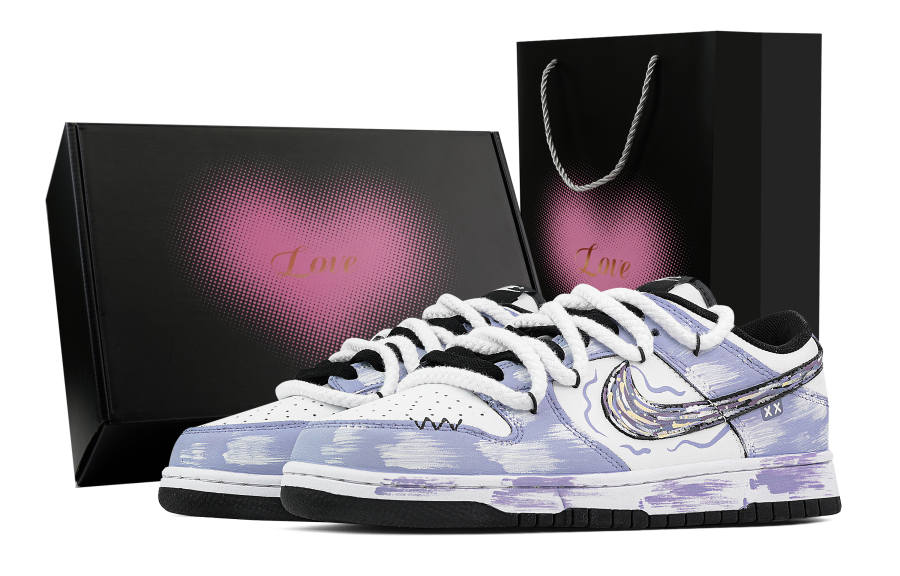 Nike Nike Dunk Mysterious Near Death Heart Box Abrasion Resistant Low top Skateboard Shoes Unisex Purple White