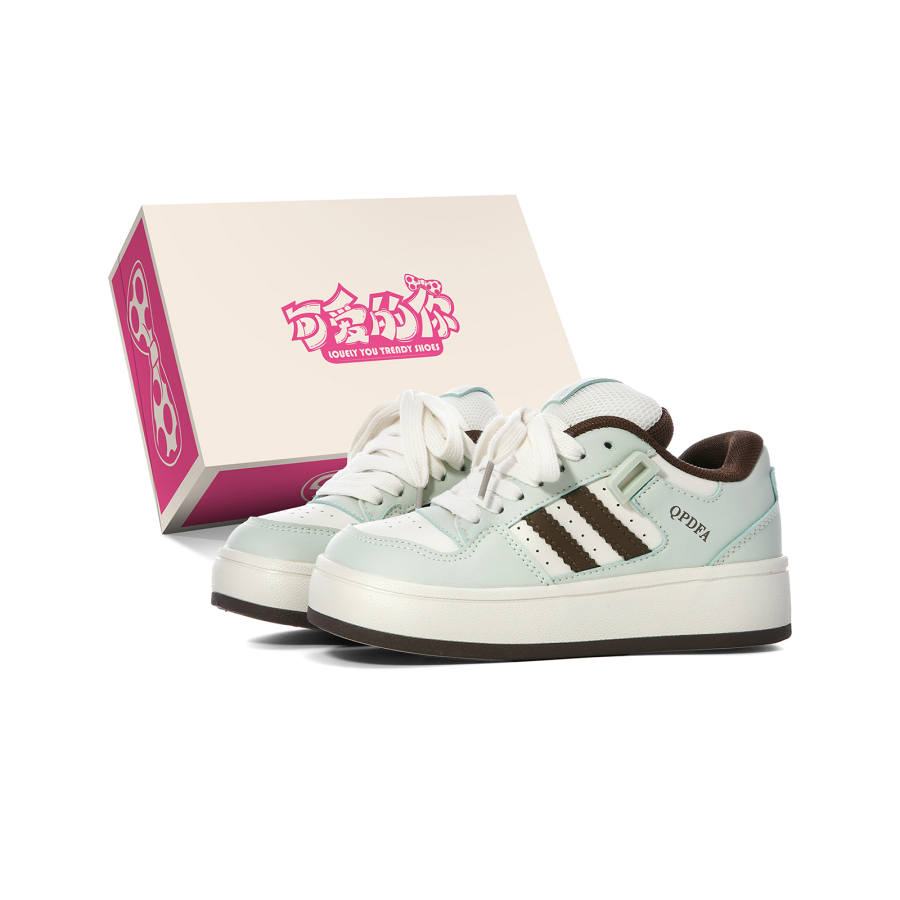 KEAIDENI Coverage Slip Resistant Lightweight Low top Skateboard Shoes Women's Beige Blue