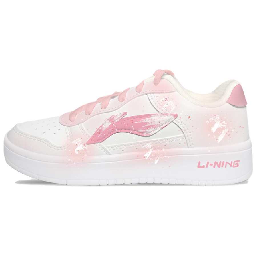 Li-Ning Li Ning Slip Resistant Abrasion Resistant Low top Skateboard Shoes Unisex White Pink
