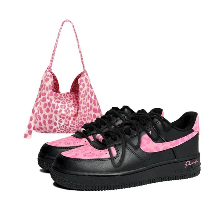 Nike Nike Air Force 1 Slip Resistant Low top Skateboard Shoes Women's Black Pink