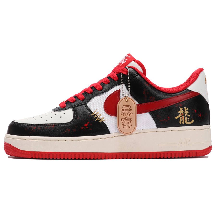 Nike Nike Air Force 1 Slip Resistant Cushioning Abrasion Resistant Low top Skateboard Shoes Unisex Black Red