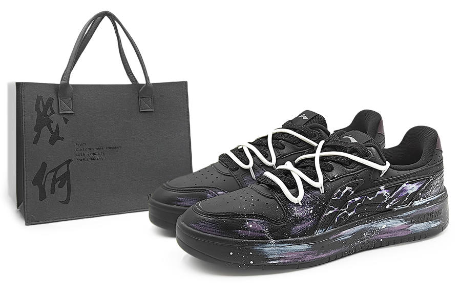 Li-Ning Li Ning Sycee Slip Resistant Cushioning Abrasion Resistant Low top Skateboard Shoes Men's Black Purple