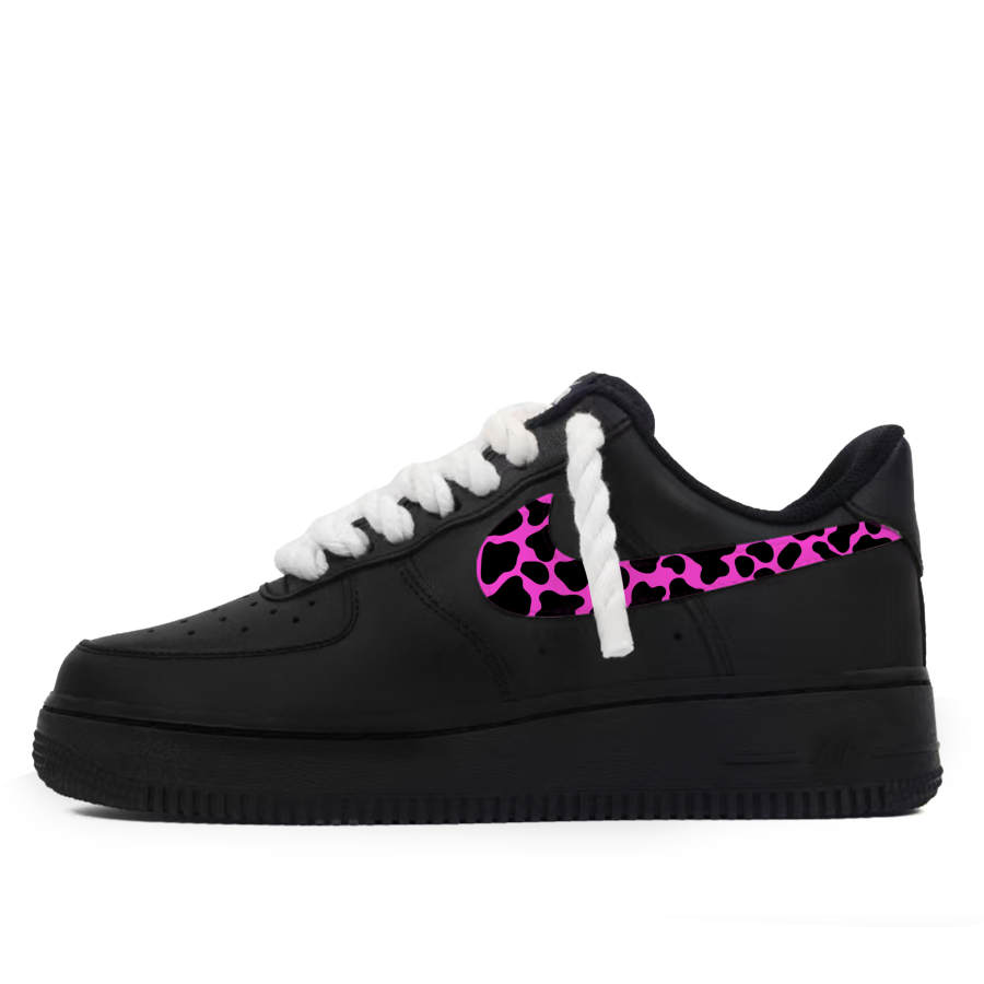 Nike Nike Air Force 1 Sweet Black Warrior Abrasion Resistant Abrasion Resistant Low top Skateboard Shoes Women's Black Pink