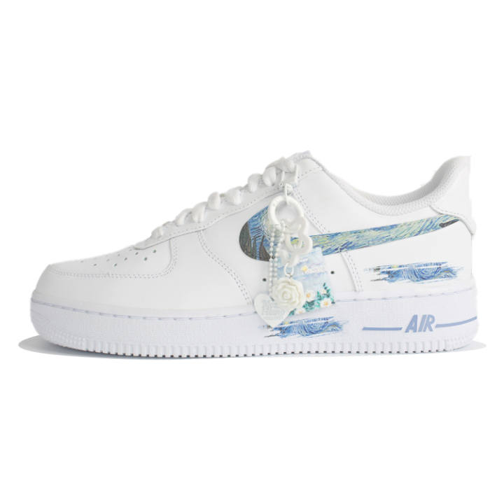 Nike Nike Air Force 1 Air Force 1 Slip Resistant Cushioning Abrasion Resistant Low top Skateboard Shoes Men's Blue White