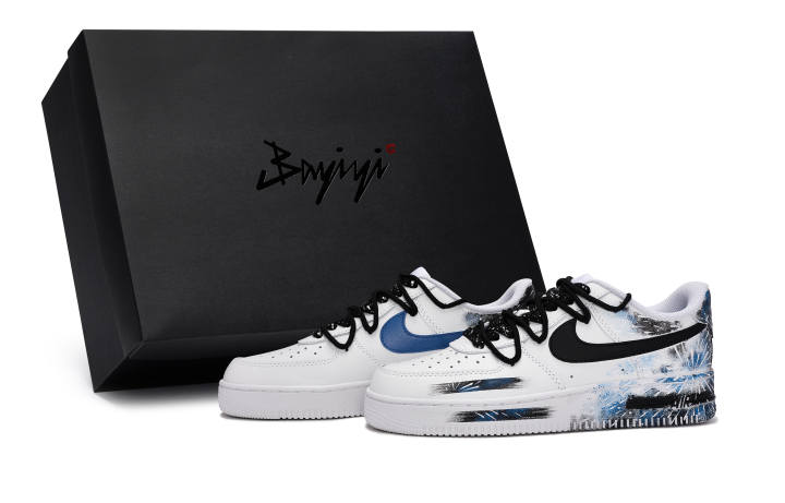 Nike Nike Air Force 1 811 Manufacturing, Instant Blossom, Special Shoe Box Low top Skateboard Shoes Unisex White Black Blue