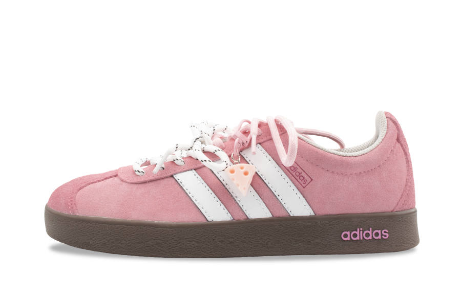 Adidas Adidas VL COURT 2.0 Pink Cheese Slip Resistant Abrasion Resistant Low top Skateboard Shoes Unisex Pink White
