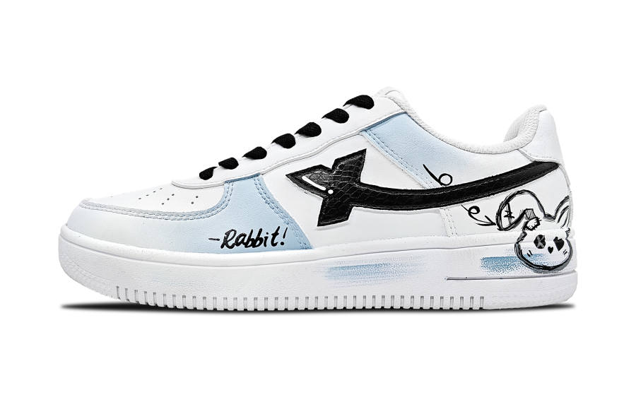XTEP Air Force 1 Slip Resistant And Abrasion Resistant Coverage Low top Skateboard Shoes Men's White Blue Black